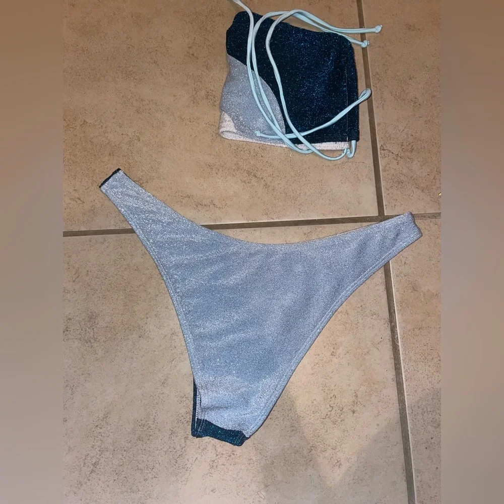 Stylish Blue and Silver Bikini Set